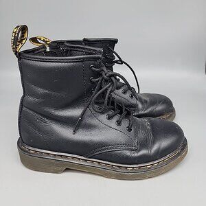 Dr. Martens Boots Boys Size 3 Us 1460 Combat Black Leather Ankle Side Zip